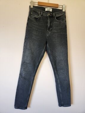 Reformation Harper High Rise Skinny Jeans Avalon Faded Black Size 25 (LN) Chic